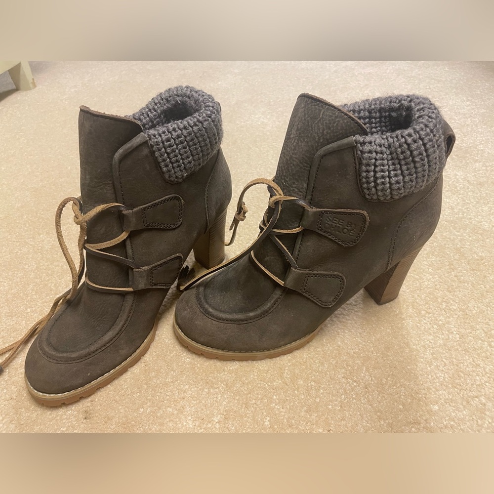 See by Chloé Misaki Nubuck Leather Ankle Boots